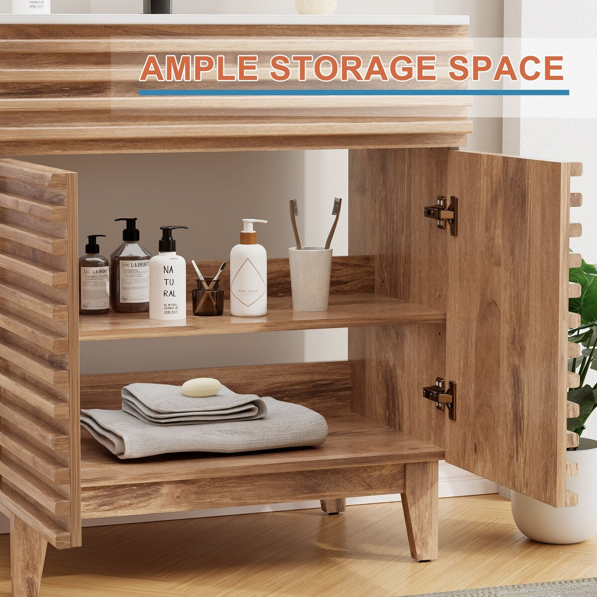 Ensemble meuble-lavabo avec robinet encastré et armoire