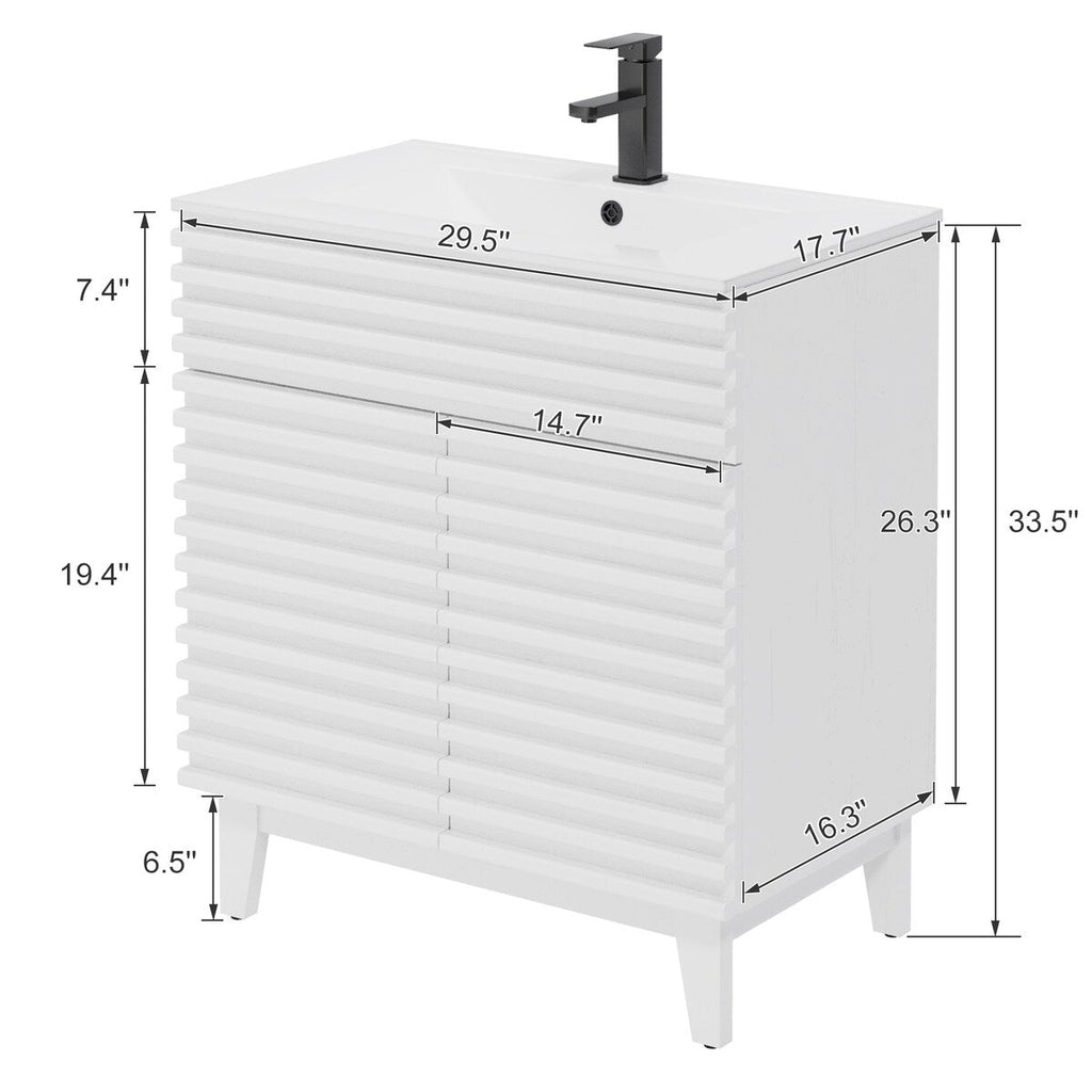 Ensemble meuble-lavabo avec robinet encastré et armoire