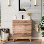 Ensemble meuble-lavabo avec robinet encastré et armoire