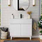 Ensemble meuble-lavabo avec robinet encastré et armoire