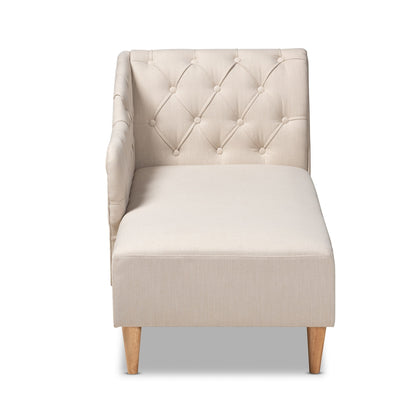 Chaise longue en bois de chêne avec revêtement en tissu Emeline de Baxton Studio