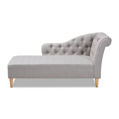 Chaise longue en bois de chêne avec revêtement en tissu Emeline de Baxton Studio