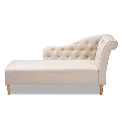 Chaise longue en bois de chêne avec revêtement en tissu Emeline de Baxton Studio