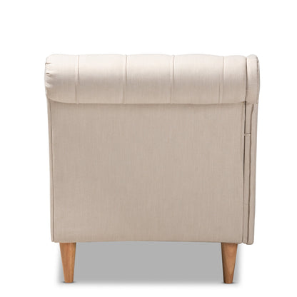 Chaise longue en bois de chêne avec revêtement en tissu Emeline de Baxton Studio