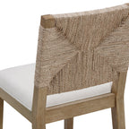 Tabouret de bar Beacon Bohemian Boucle, chaise de comptoir rembourrée avec cadre en bois massif et dossier en jonc de mer tressé