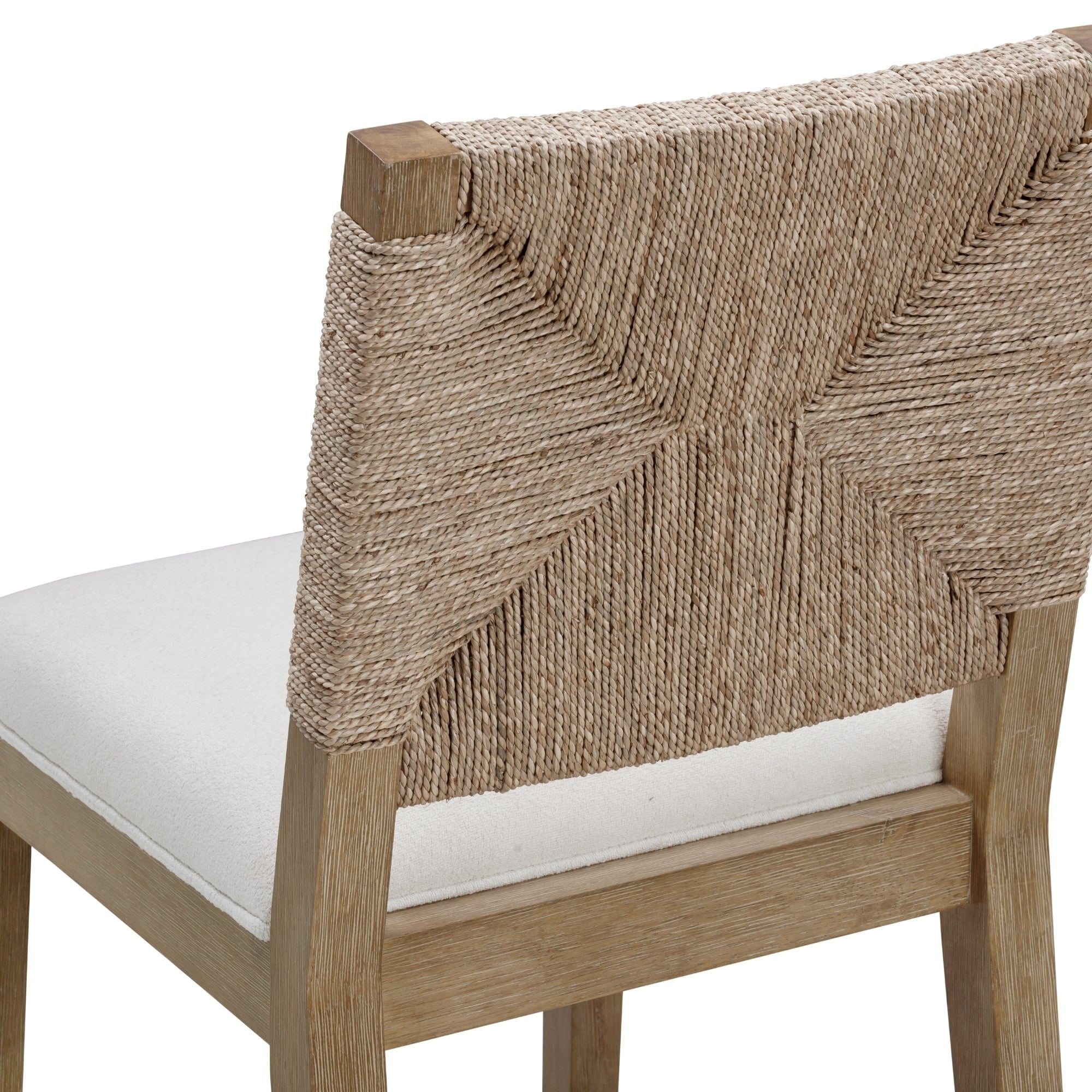 Tabouret de bar Beacon Bohemian Boucle, chaise de comptoir rembourrée avec cadre en bois massif et dossier en jonc de mer tressé