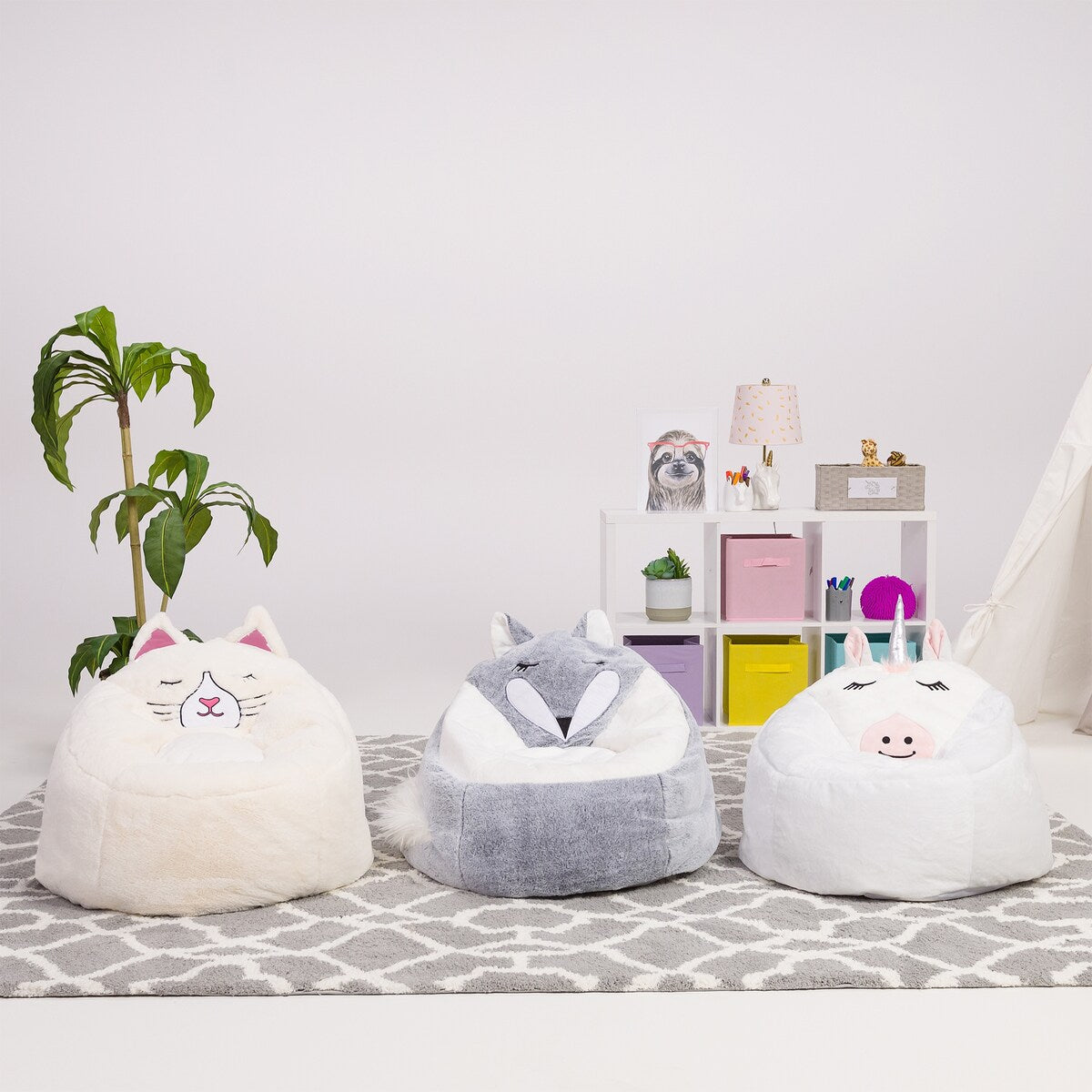 Pouf, doux et confortable, en forme d'animal - Fermeture à l'épreuve des enfants