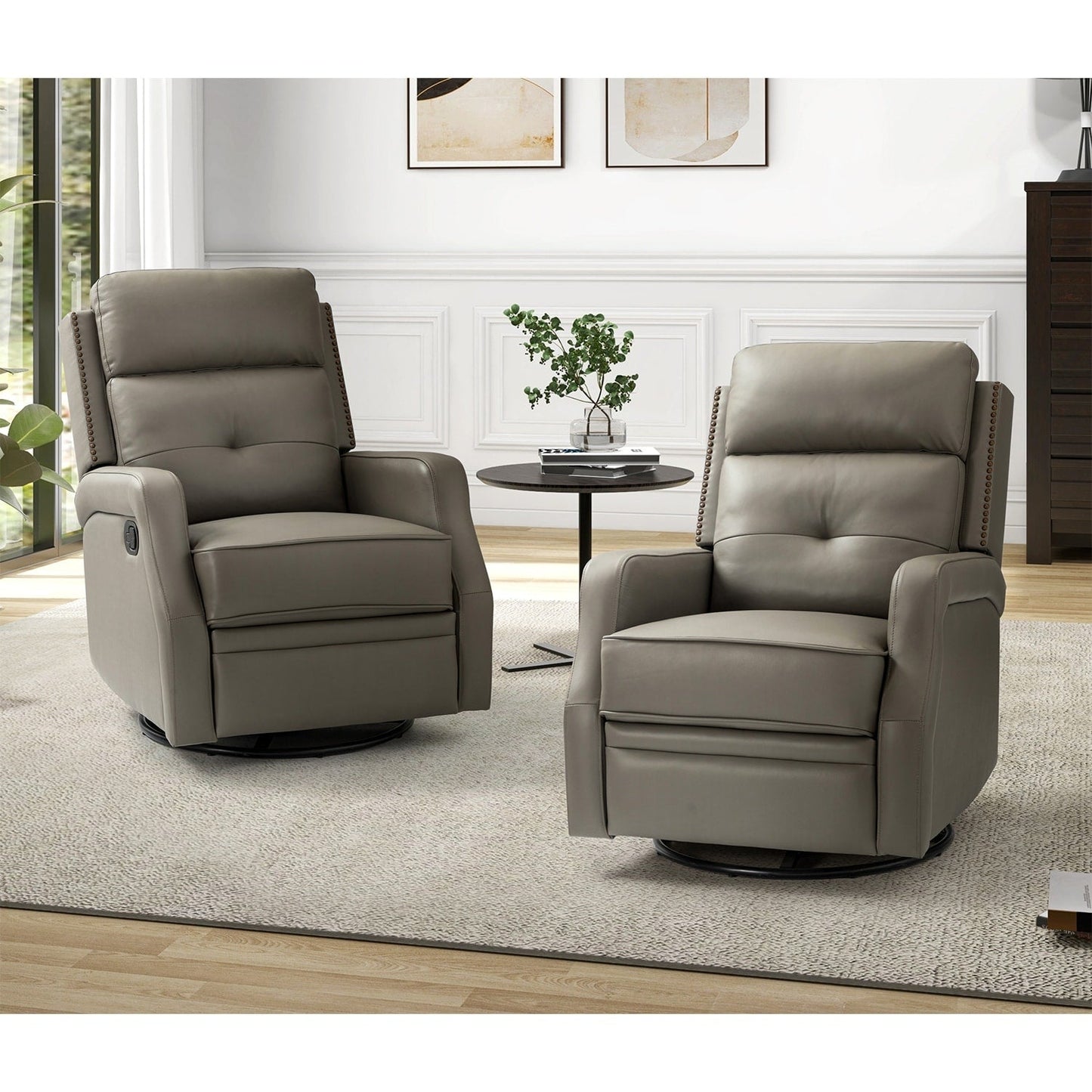 Ensemble de 2 fauteuils inclinables de salon Beatriz avec base en métal