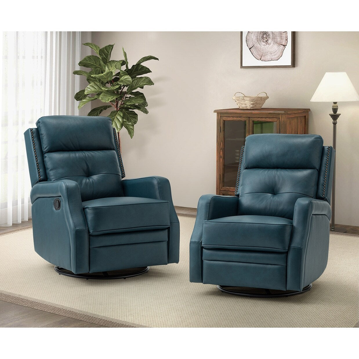 Ensemble de 2 fauteuils inclinables de salon Beatriz avec base en métal