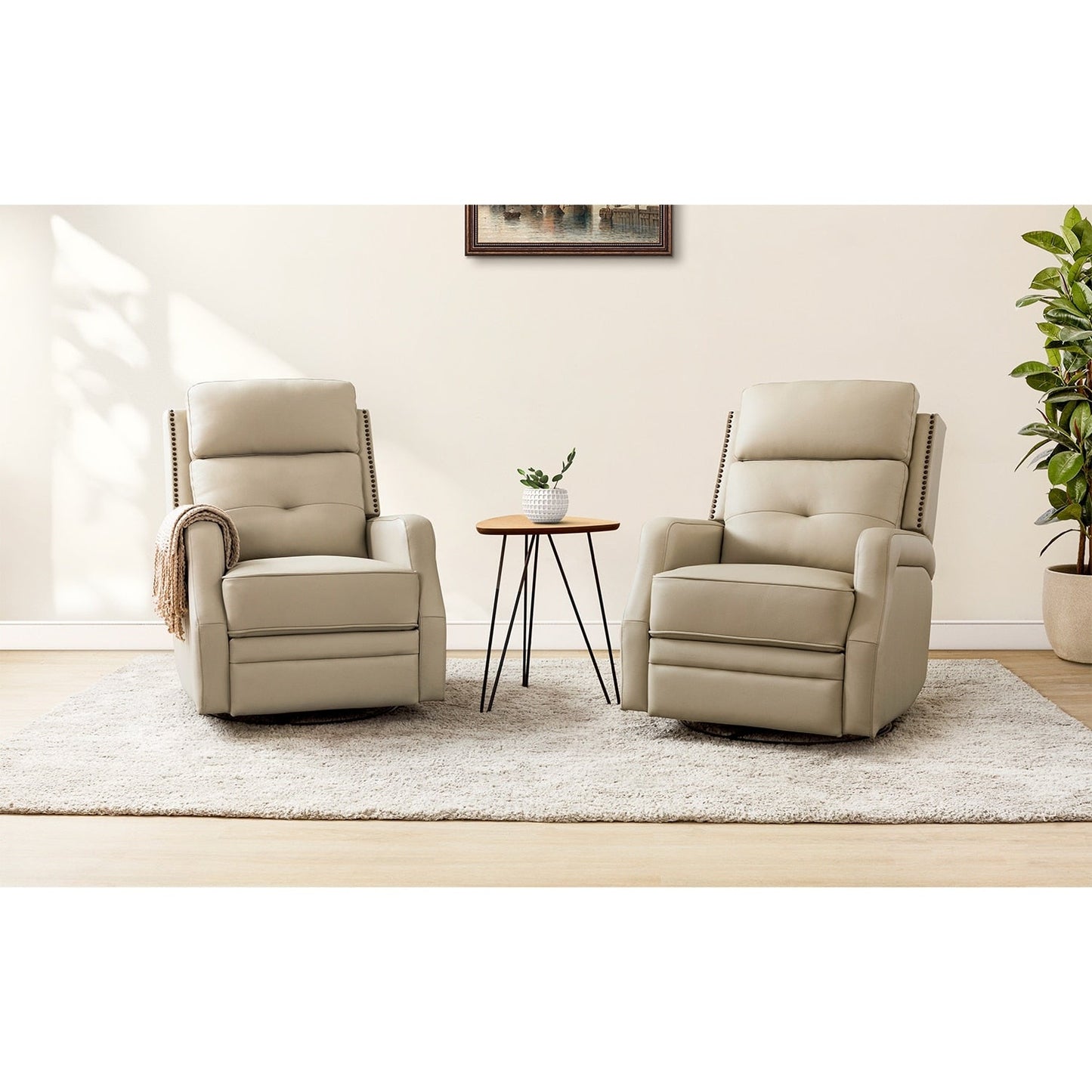 Ensemble de 2 fauteuils inclinables de salon Beatriz avec base en métal