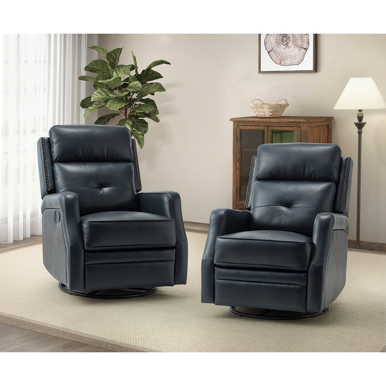 Ensemble de 2 fauteuils inclinables de salon Beatriz avec base en métal