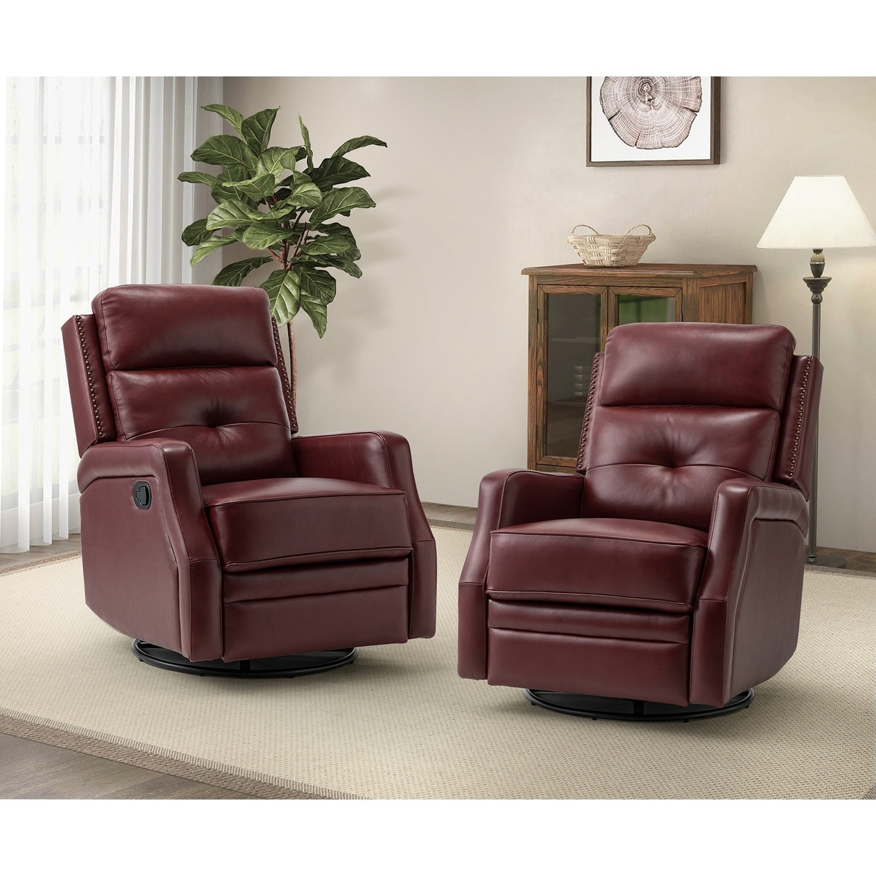 Ensemble de 2 fauteuils inclinables de salon Beatriz avec base en métal