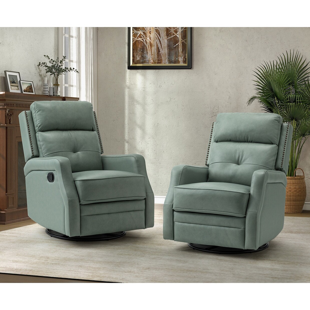 Ensemble de 2 fauteuils inclinables de salon Beatriz avec base en métal