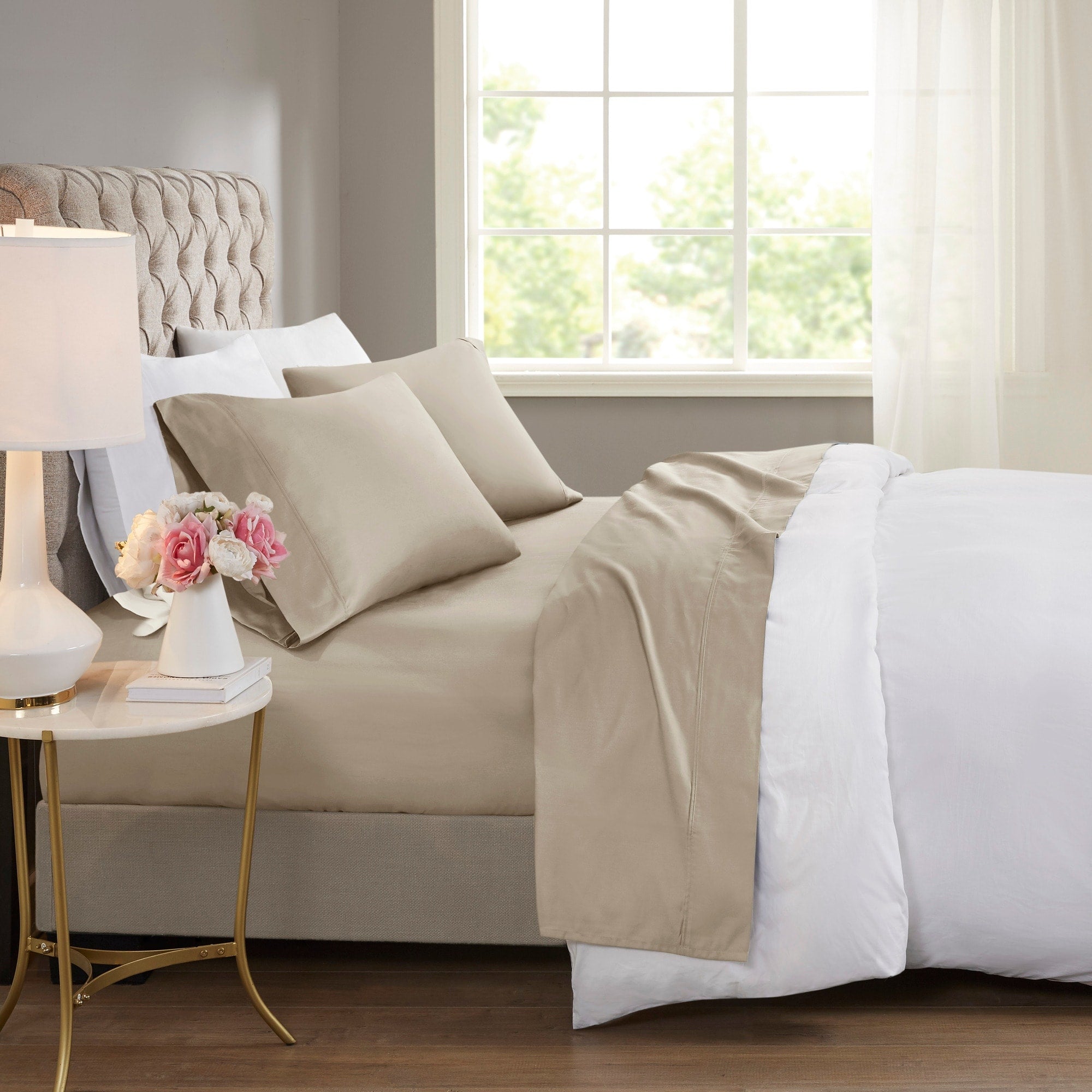 Ensemble de draps rafraîchissants en coton mélangé 600 fils Beautyrest, 4 pièces