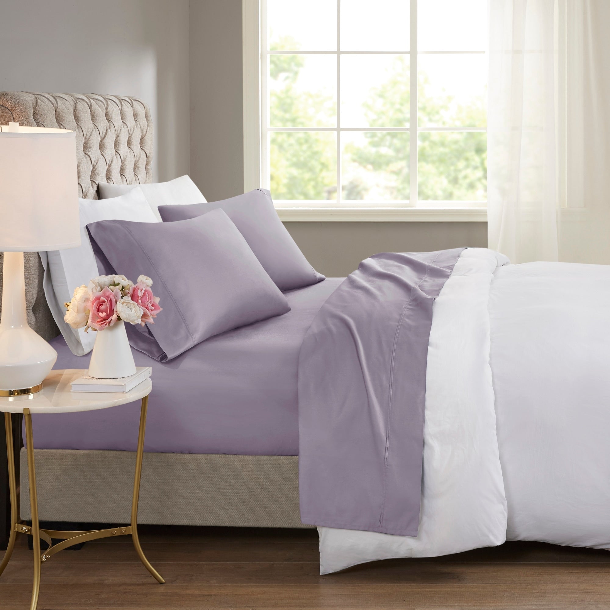 Ensemble de draps rafraîchissants en coton mélangé 600 fils Beautyrest, 4 pièces
