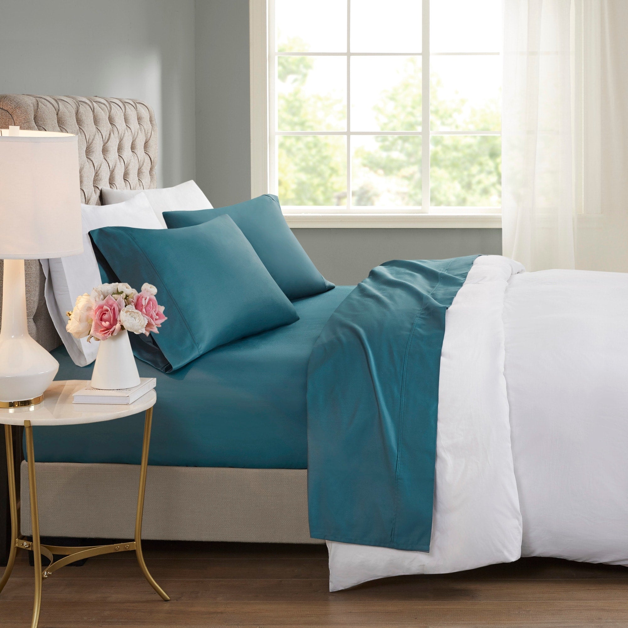 Ensemble de draps rafraîchissants en coton mélangé 600 fils Beautyrest, 4 pièces