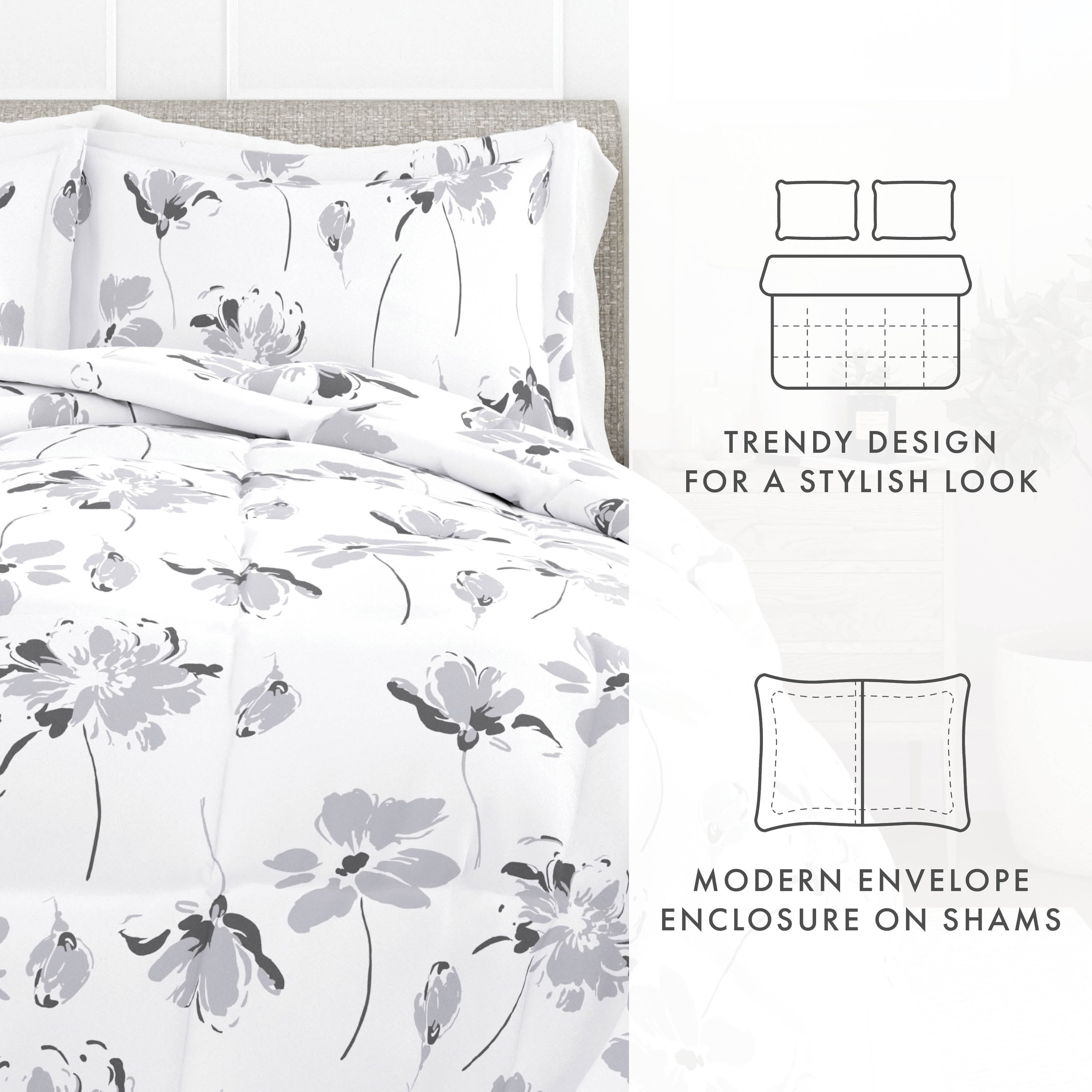 Parure de couette Becky Cameron Premium Magnolia Grey à motifs