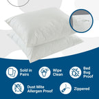 Protège-oreillers en vinyle imperméables, anti-punaises de lit et anti-allergènes – Housses d'oreiller zippées très résistantes (lot de 2)