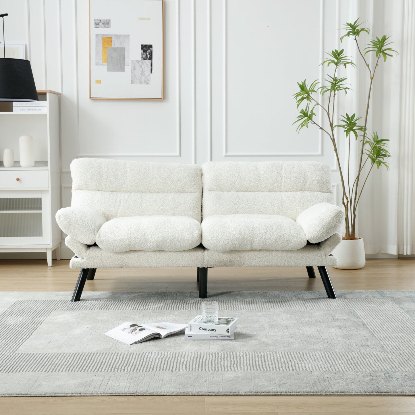 Meubles de chambre, meubles de salon, canapé avec coussin épais, canapé-lit, canapé-lit avec pieds en métal.