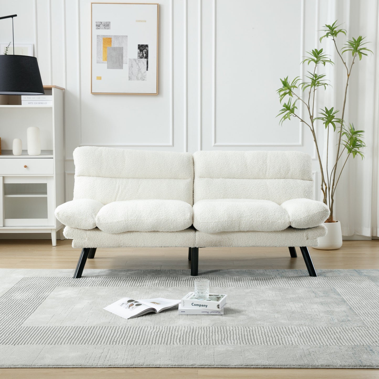 Meubles de chambre, meubles de salon, canapé avec coussin épais, canapé-lit, canapé-lit avec pieds en métal.
