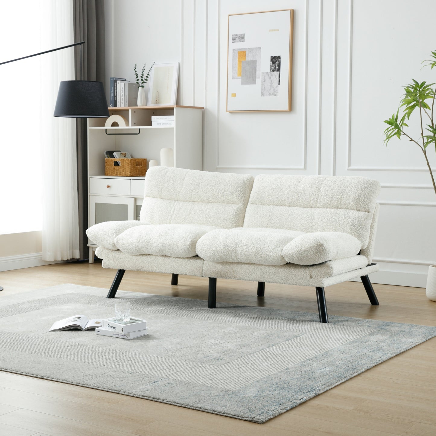 Meubles de chambre, meubles de salon, canapé avec coussin épais, canapé-lit, canapé-lit avec pieds en métal.