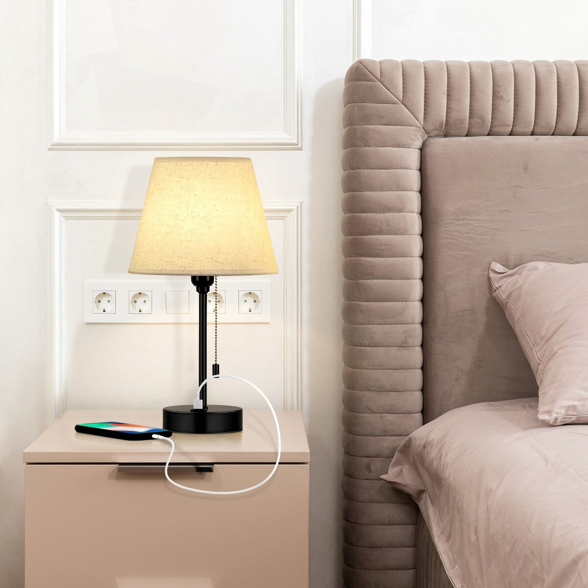 Lot de 2 lampes de chevet avec ports USB