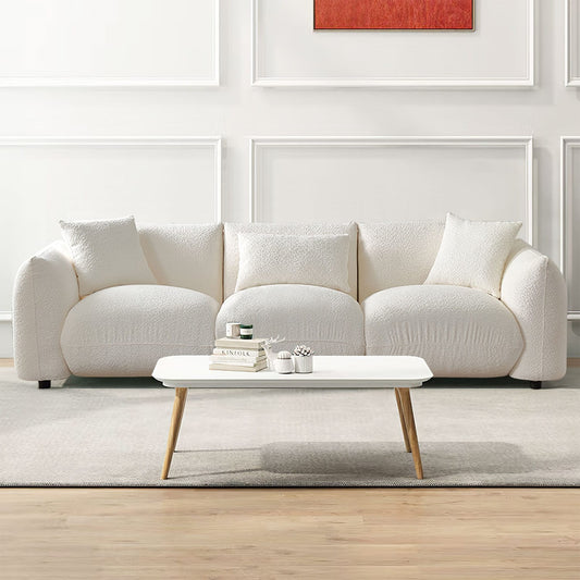 Canapé en tissu bouclé beige 102,36'' avec oreillers et coussin épais