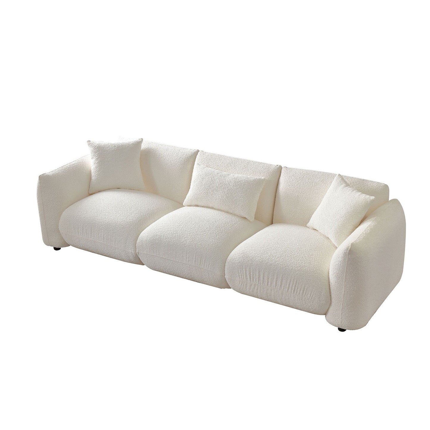 Canapé en tissu bouclé beige 102,36'' avec oreillers et coussin épais