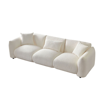 Canapé en tissu bouclé beige 102,36'' avec oreillers et coussin épais
