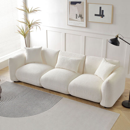 Canapé en tissu bouclé beige 102,36'' avec oreillers et coussin épais