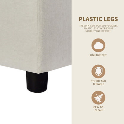 Canapé d'angle en polyester beige 102,4 pouces avec repose-pieds réversible, coussins épais et pieds en plastique