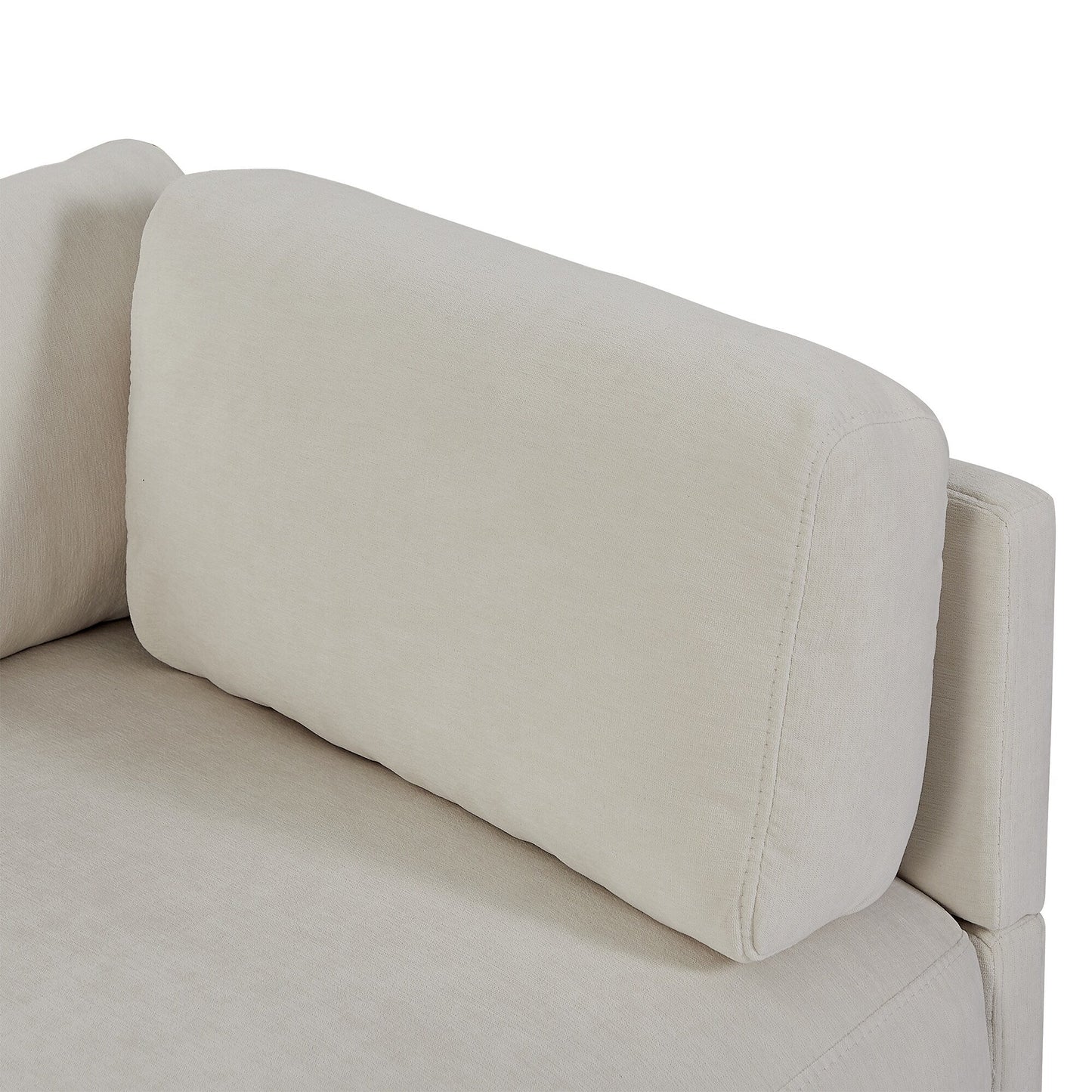 Canapé d'angle en polyester beige 102,4 pouces avec repose-pieds réversible, coussins épais et pieds en plastique