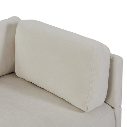 Canapé d'angle en polyester beige 102,4 pouces avec repose-pieds réversible, coussins épais et pieds en plastique