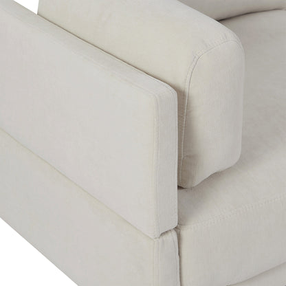 Canapé sectionnel beige en polyester en forme de L de 102,4 po avec pouf réversible, coussins moelleux et base en plastique robuste