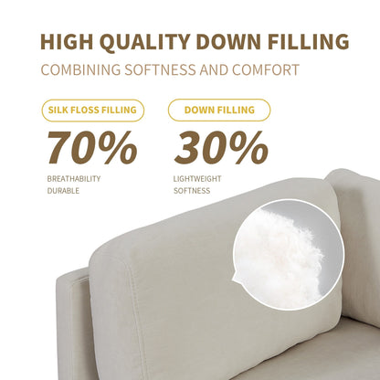 Canapé en L beige en polyester de 260 cm avec repose-pieds réversible