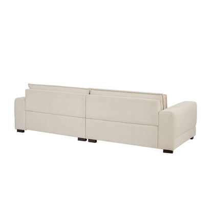 Canapé contemporain en tissu beige 104.72 avec pieds en bois massif, design élégant pour salon, bureau ou appartement