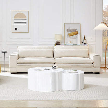 Canapé 4 places en tissu beige 104,72 pouces avec pieds en bois pour appartement ou bureau