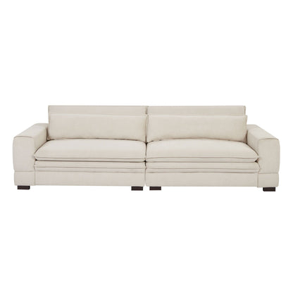 Canapé 4 places contemporain en tissu beige 104,72 pouces avec pieds en bois - Design élégant et durable pour appartements et bureaux