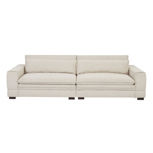 Canapé 4 places contemporain en tissu beige 104,72 pouces avec pieds en bois - Design élégant et durable pour appartements et bureaux