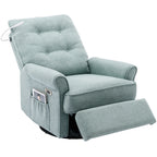 Fauteuil inclinable pivotant à 270° beige avec ports USB, base à bascule, poche latérale et lampe tactile pour un usage domestique