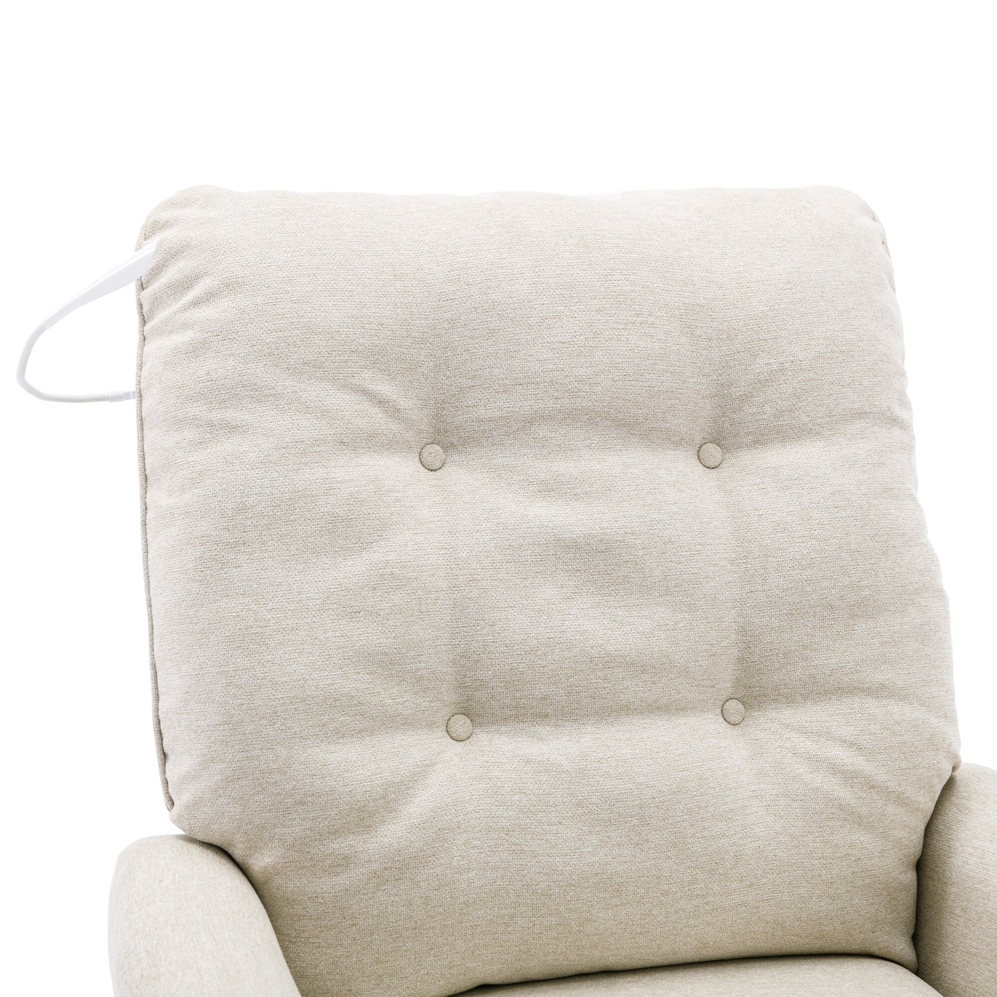 Fauteuil inclinable pivotant à 270° beige avec ports USB, base à bascule, poche latérale et lampe tactile pour un usage domestique