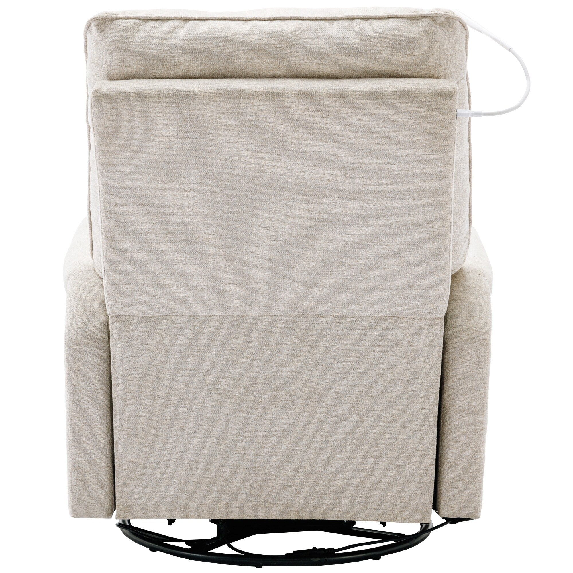 Fauteuil inclinable pivotant à 270° beige avec ports USB, base à bascule, poche latérale et lampe tactile pour un usage domestique