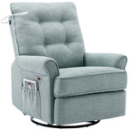 Fauteuil inclinable pivotant à 270° beige avec ports USB, base à bascule, poche latérale et lampe tactile pour un usage domestique