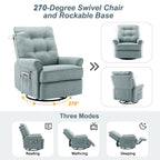Fauteuil inclinable pivotant à 270° beige avec ports USB, base à bascule, poche latérale et lampe tactile pour un usage domestique