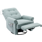 Fauteuil inclinable pivotant à 270° beige avec ports USB, base à bascule, poche latérale et lampe tactile pour un usage domestique