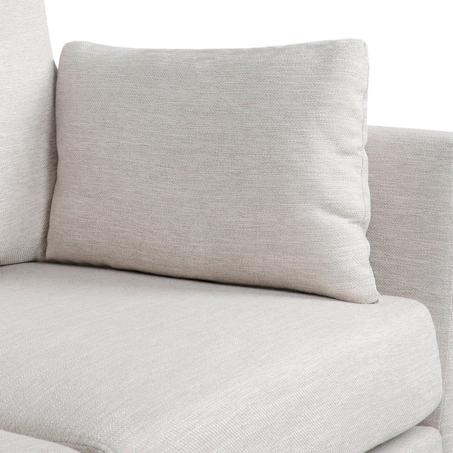 Canapé 3 places beige avec pieds et coussins en bouleau