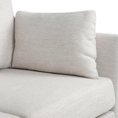 Canapé 3 places beige avec pieds et coussins en bouleau
