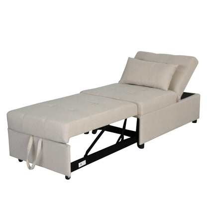 Canapé-lit simple pliant beige 39,8 avec dossier réglable et coussins pour le salon