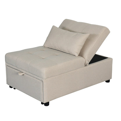 Canapé-lit simple pliant beige 39,8 avec dossier réglable et coussins pour le salon