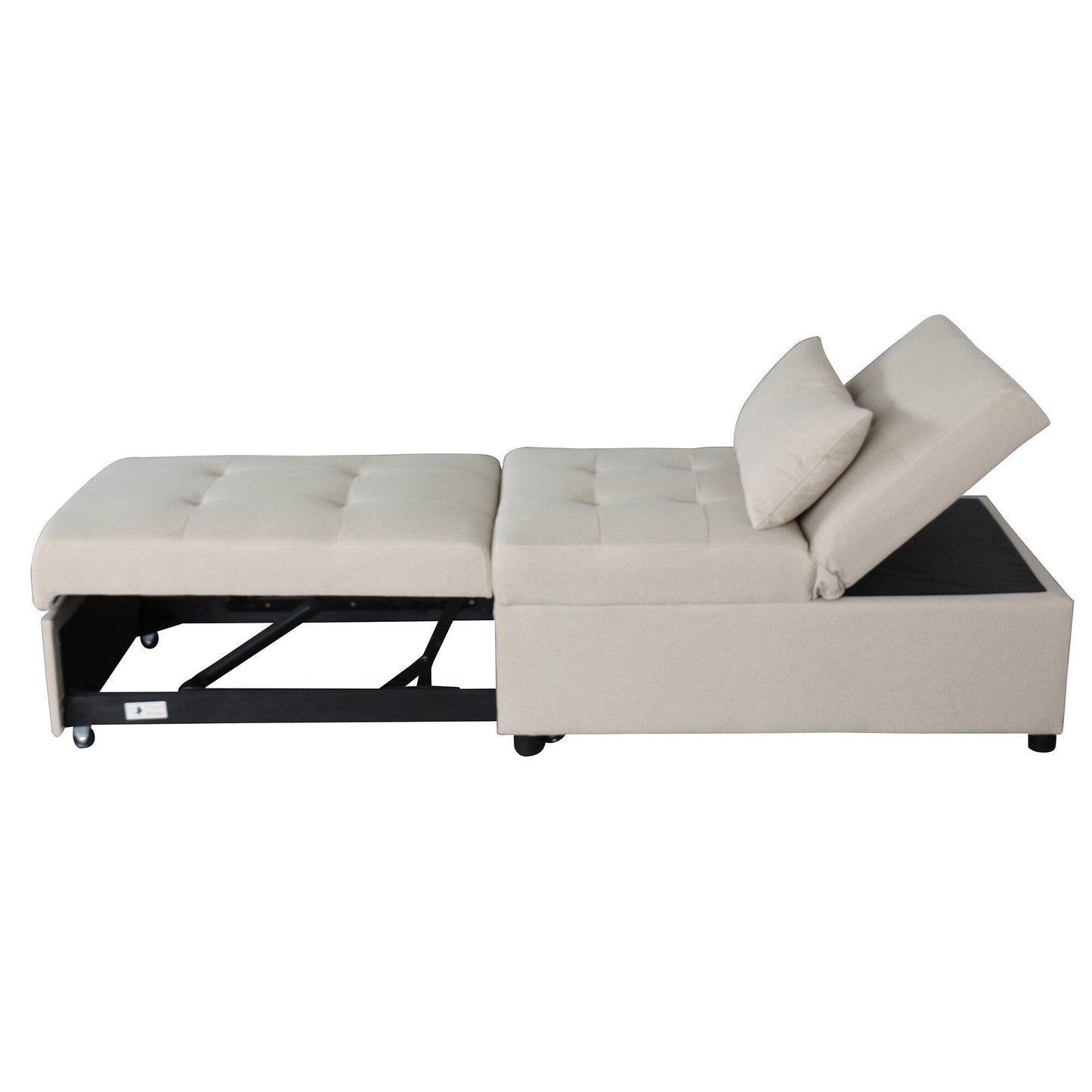 Canapé-lit simple pliant beige 39,8 avec dossier réglable et coussins pour le salon